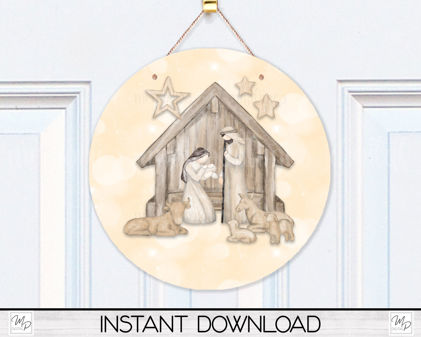 Christian Christmas Round Stud Earring PNG Bundle, Sublimation Design Download, Boho Nativity Earring Design
