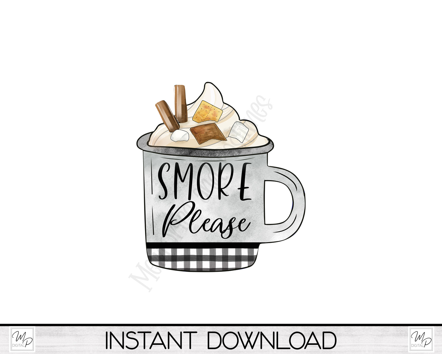 S'more Coffee Mug Sign / Tiered Tray PNG Design for Sublimation, Digital Download