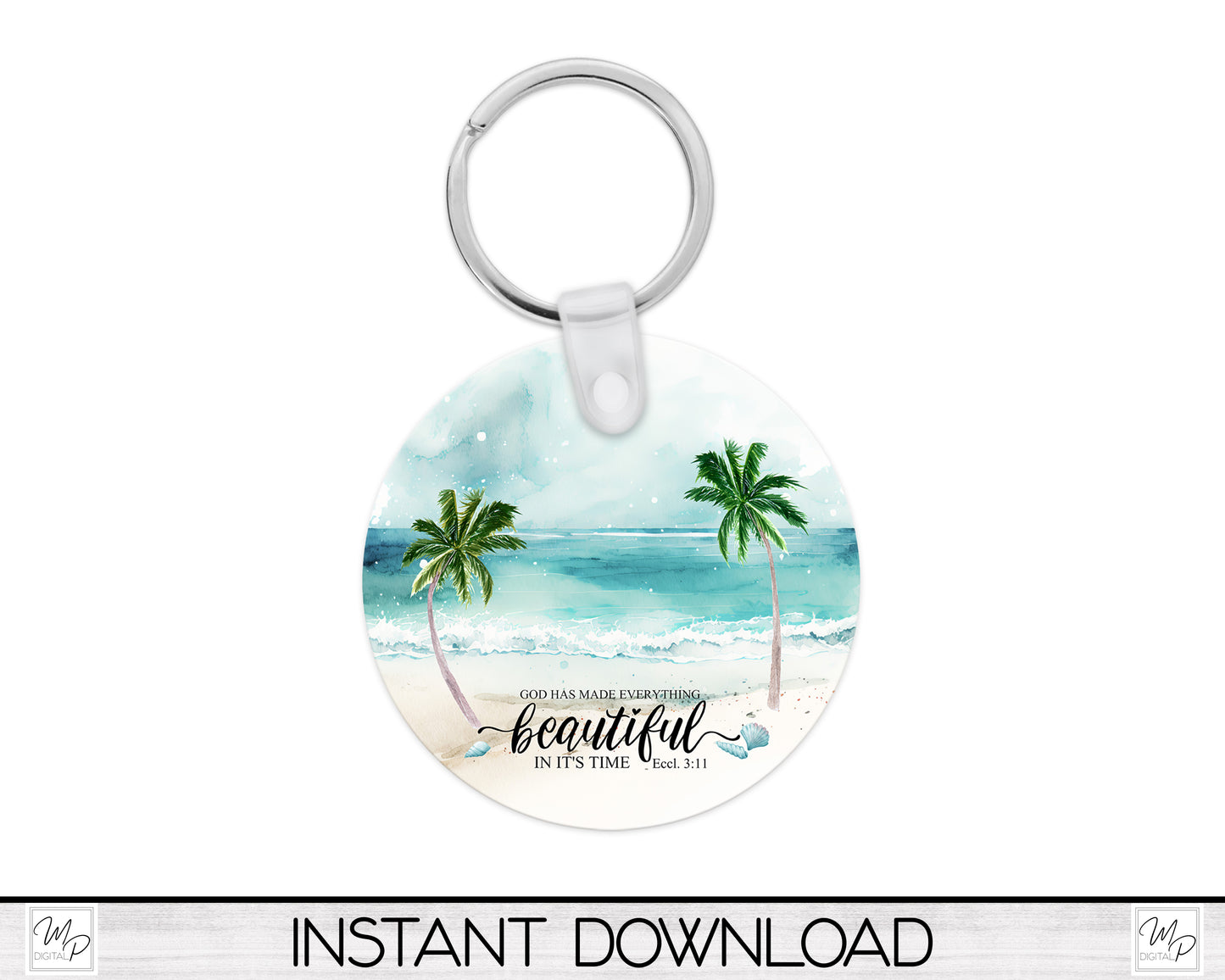 Christian Beach Circle Front Door Hanger PNG Design for Sublimation, Digital Download