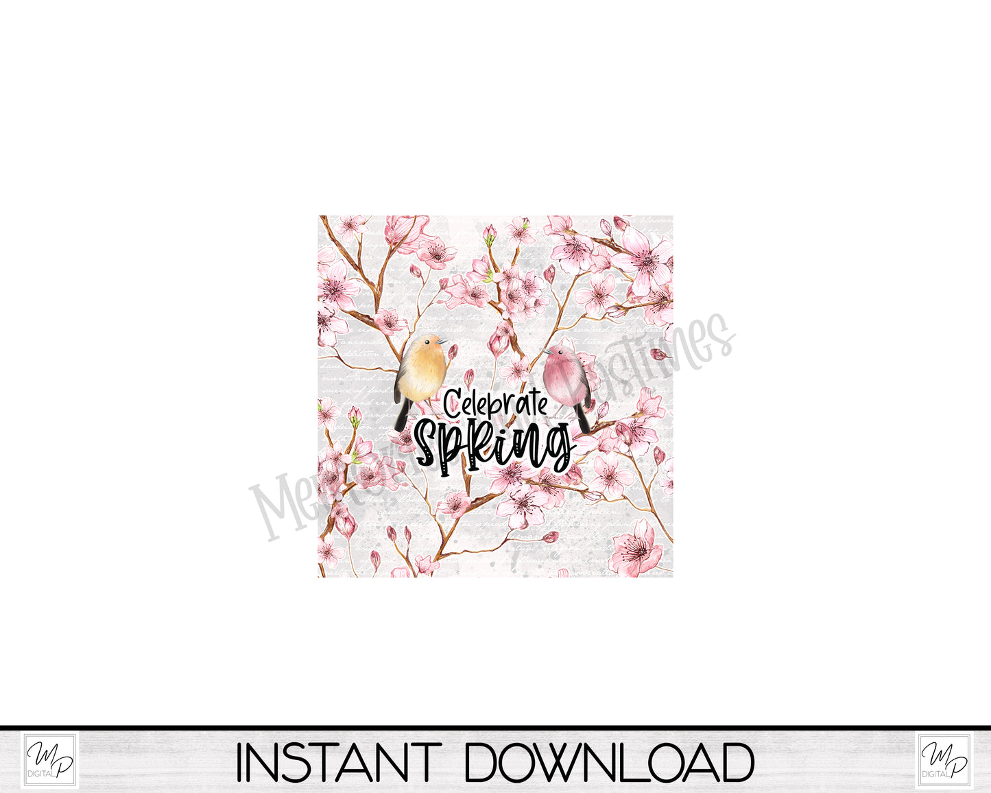 Cherry Blossom Garden Wind Spinner PNG Design for Sublimation, Digital Download