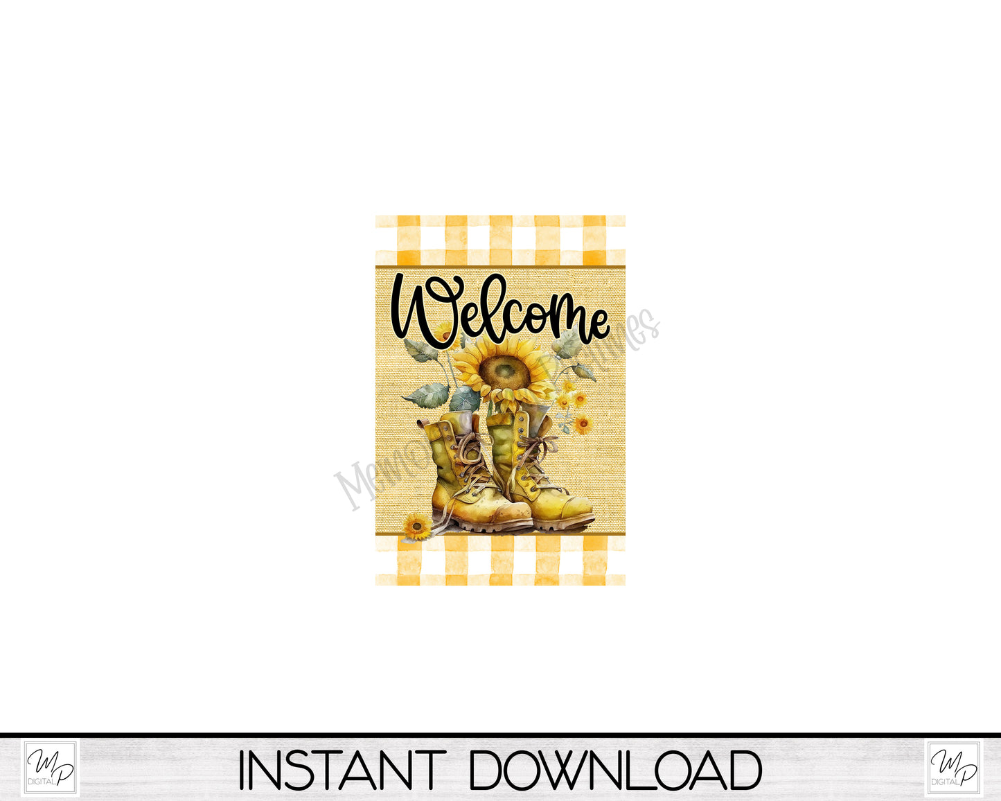 Sunflower Welcome Garden Flag Design for Sublimation, Digital Download