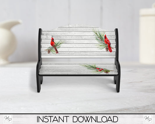 Cardinal Memorial Bench PNG for Sublimation, Sublimation Design for Tiered Tray Benches, Digital Download, MSS Blank Design