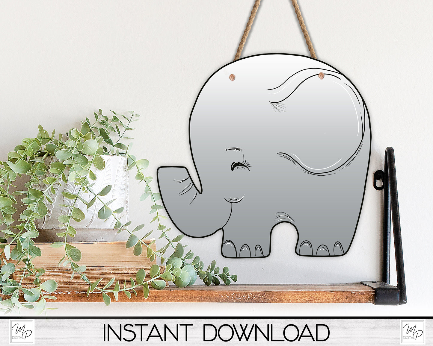 Gray Elephant Earring / Tiered Tray / Sign PNG Design for Sublimation, Digital Download