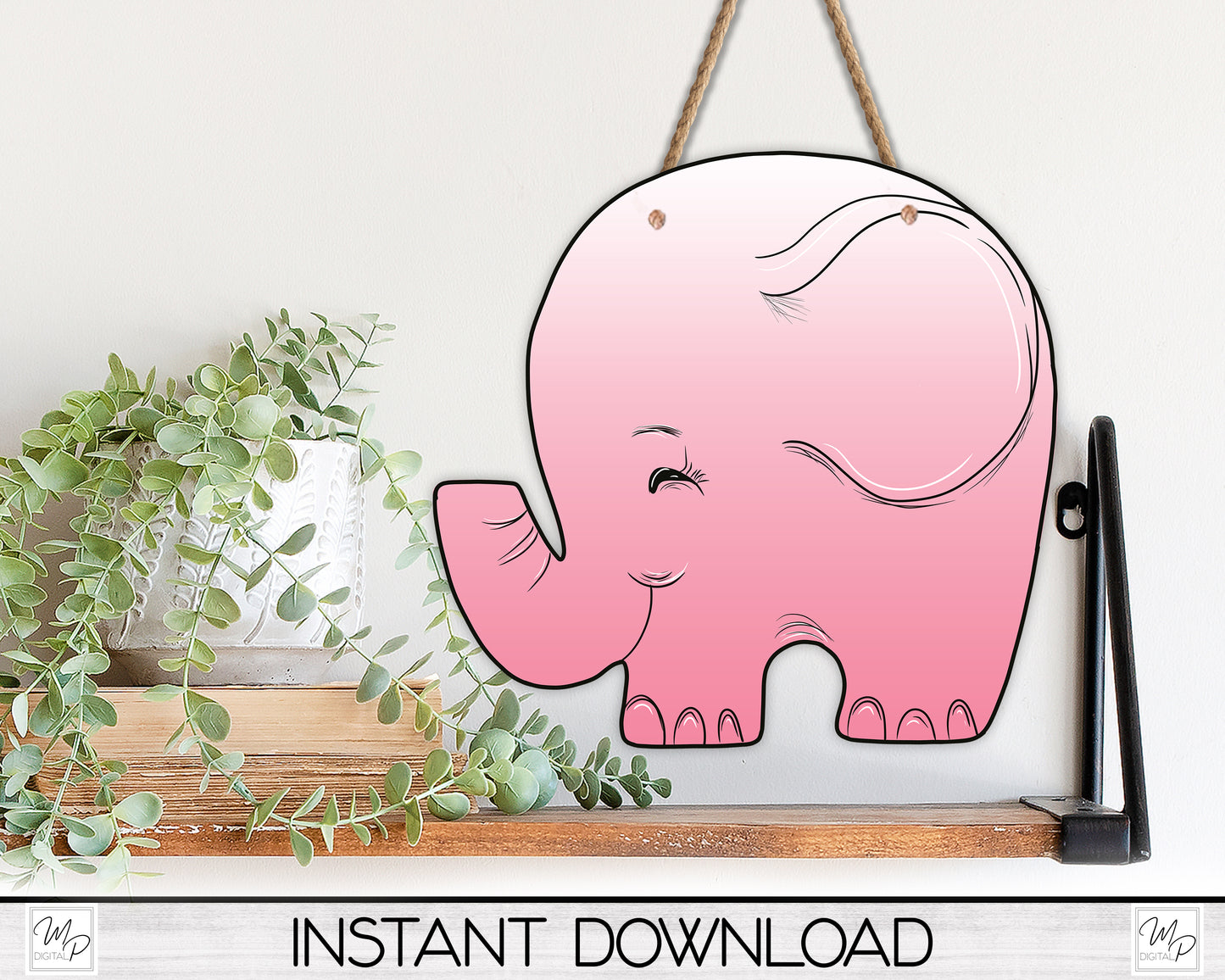 Pink Elephant Earring / Tiered Tray / Sign PNG Design for Sublimation, Digital Download